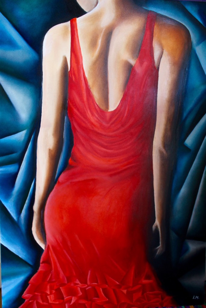 Donna in abito rosso
